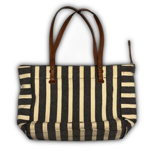 Fossil Striped Large Canvas Tote Bag